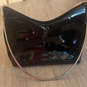 Authentic Gucci patent leather handbag with hard silver shoulder handle